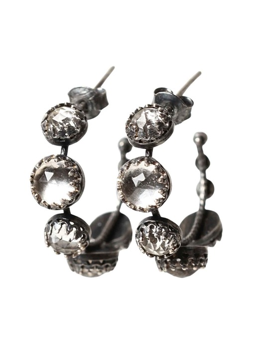 kolczyki srebrne Srebrne kolczyki kółka z kryształami górskimi