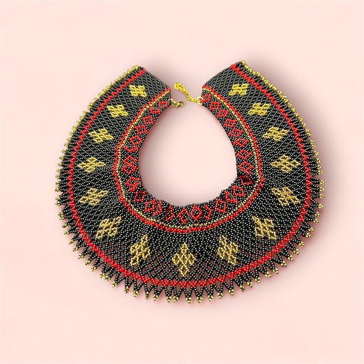 kolie Łemkowska krzywulka / kolia folkowa rękodzieło vintage naszyjnik retro