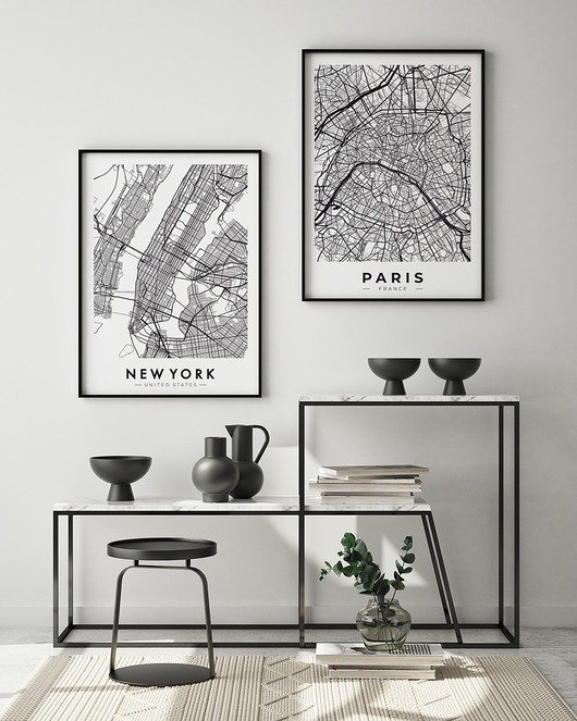 plakaty Zestaw plakatów mapy miast nowy jork new york paryż