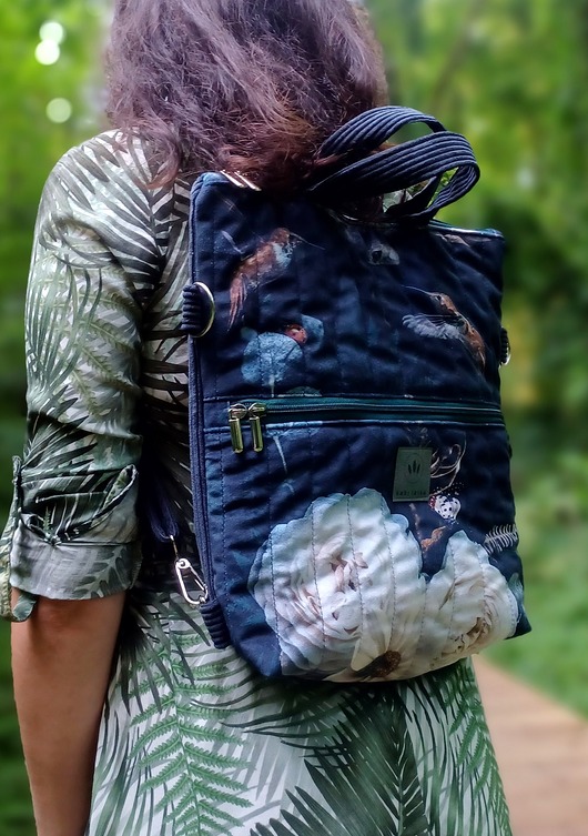 plecaki REZERWACJA Plecak damski 2w1 w kwiaty i kolibry Amazonia