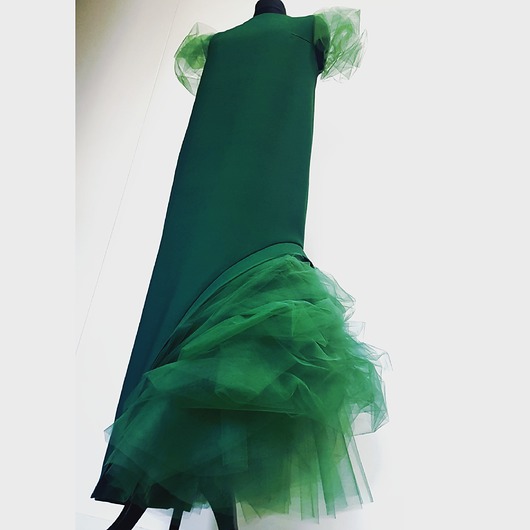 sukienki maxi damskie Pigeon assymetry greeen