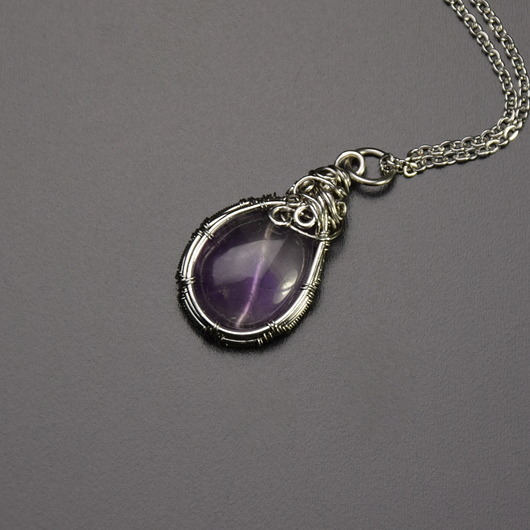 wisiory Mały wisiorek ametyst wire wrapping