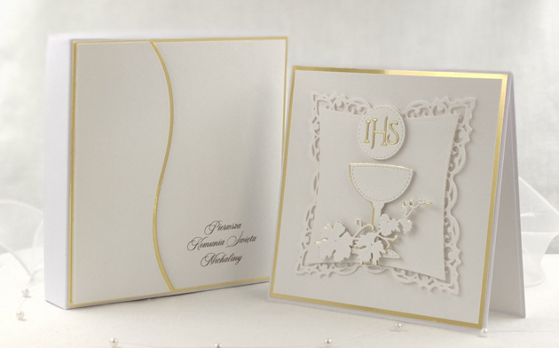 zaproszenia na komunię Zaproszenia na komunię dla chrzestnych, Linia Gold, wzór 26A