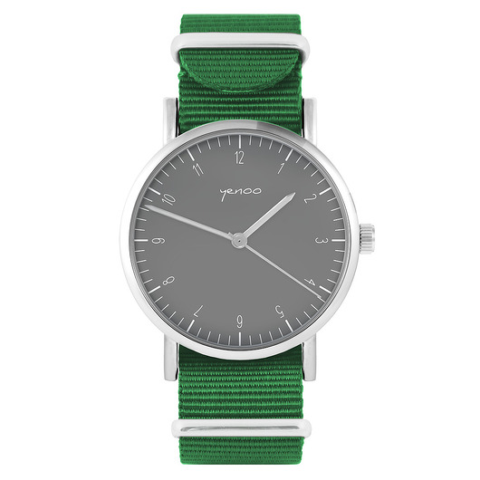 zegarki unisex Zegarek - Simple szary - zielony, nylonowy