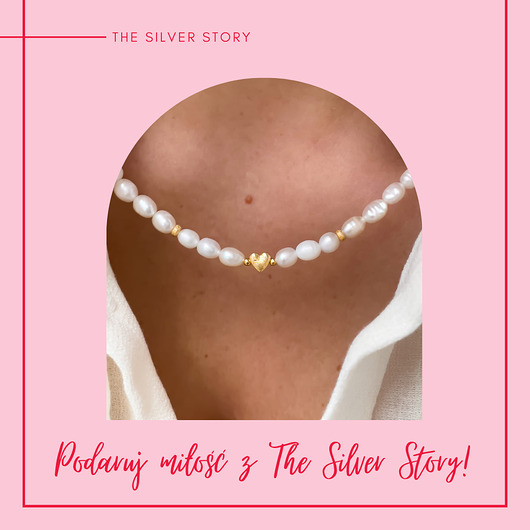 złote naszyjniki Naszyjnik z pereł z serduszkiem