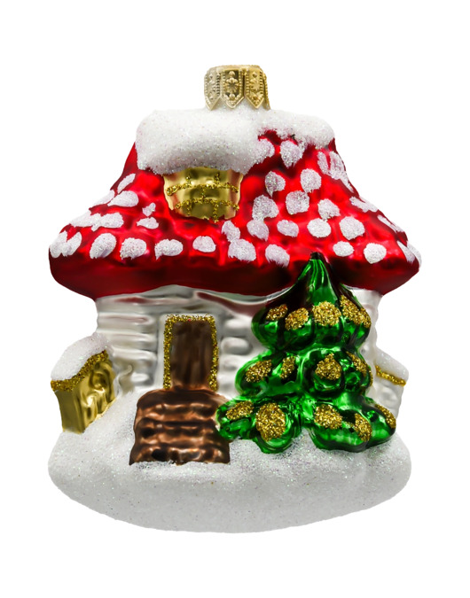 ozdoby choinkowe Bombka choinkowa: Świąteczna chatka z choinką: czerwona