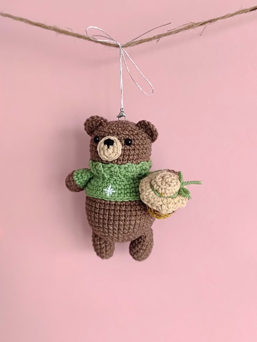 dekoracje świąteczne Szydełkowa zawieszka na choinkę brelok maskotka Miś