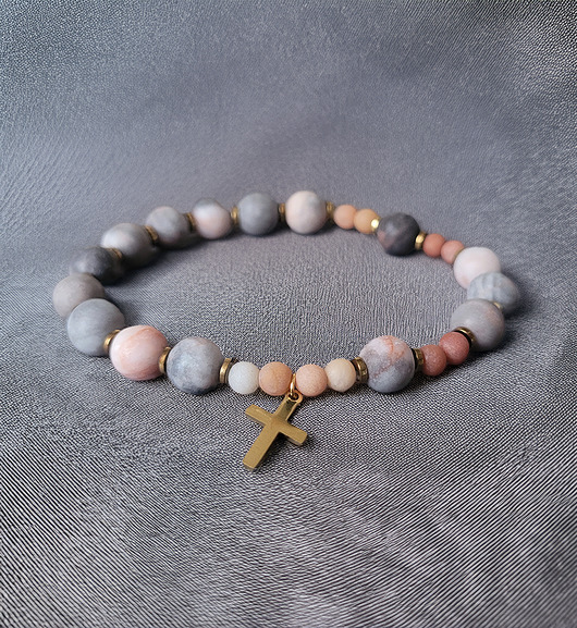 bransoletki z kamieni naturalnych Różaniec na rękę z kamieni naturalnych matowych