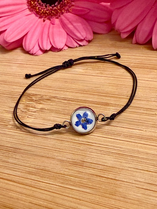 bransoletki na sznurku Bransoletka z naturalną niezapominajką