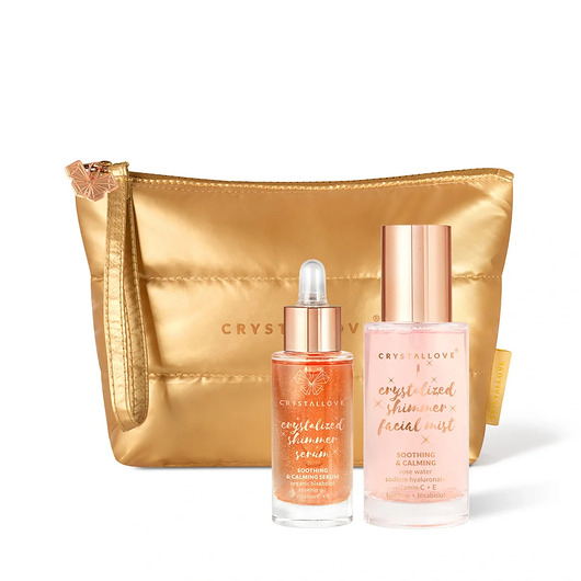 do twarzy - inne CRYSTALLOVE Rose Quartz Skincare Duo - serum + mgiełka z kwarcem + kosmetyczka