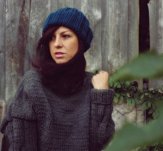 Czapka beanie  w kolorze morskim Mademoiselle Patrini