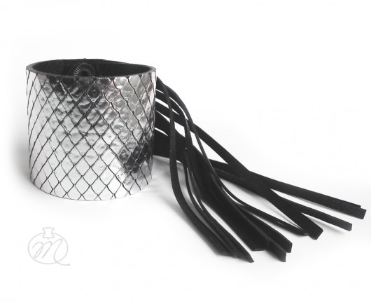 Bransoleta skórzana srebrna romby FRINGE Mikashka