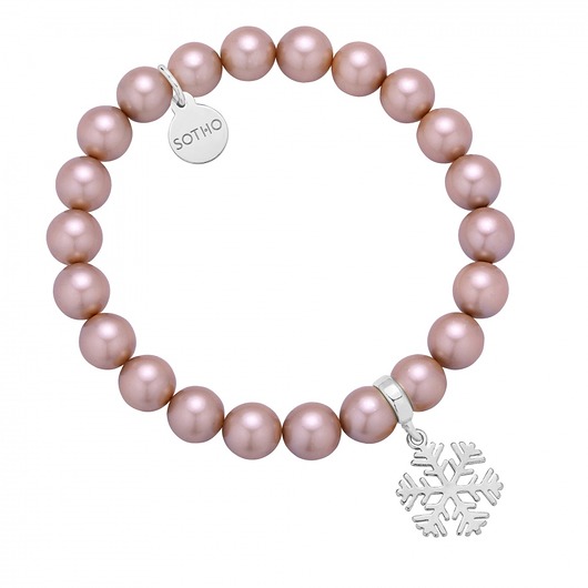 Bransoletka z pereł  kryształ SWAROVSKI ze śnieżynką SOTHO