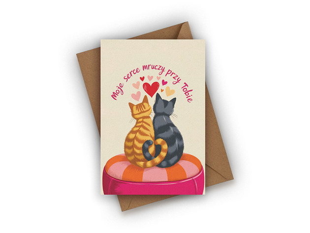 kartki okolicznościowe - wydruki Kartka miłosna- Moje serce mruczy przy Tobie