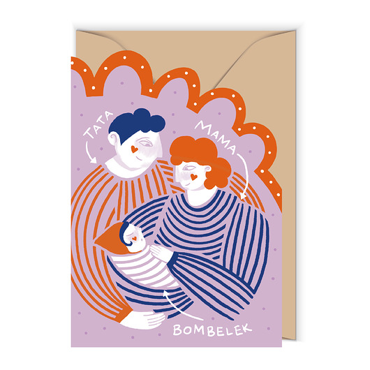 kartki okolicznościowe - wydruki Kartka na narodziny tata, mama i bombelek