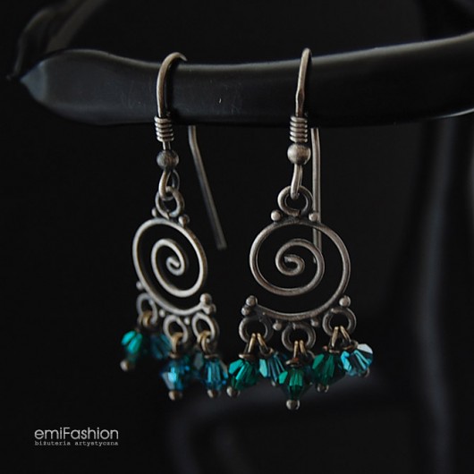 kryształ Swarovski Emerald i Indicolite w srebrze MAREMI Jewelry