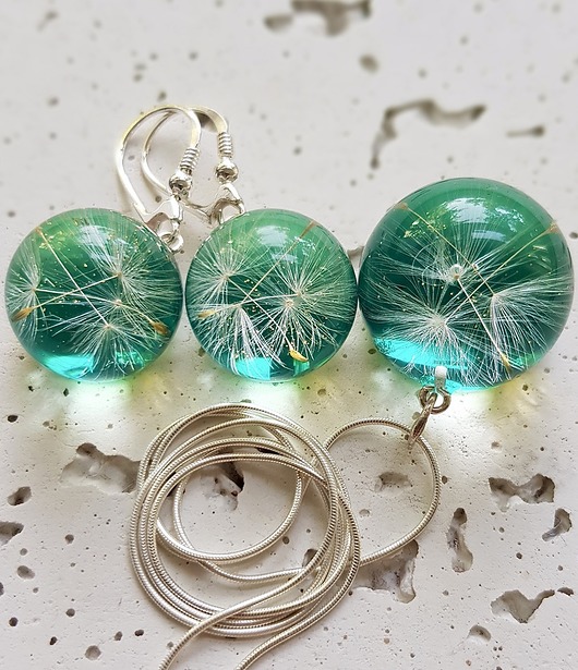 zestaw-dmuchawce w żywicy Grol Jewellery