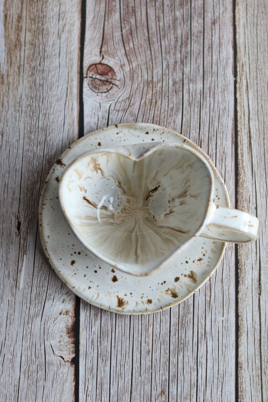 kubki Kubek Ceramiczny Serce, Kubek Handmade Stracciatella