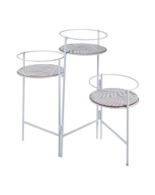 kwietniki Kwietnik Metalowy Potrójny Leaves Biały