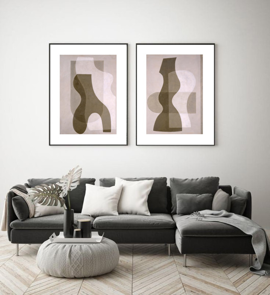 DWA PLAKATY abstrakcyjne geometryczne black dot studio