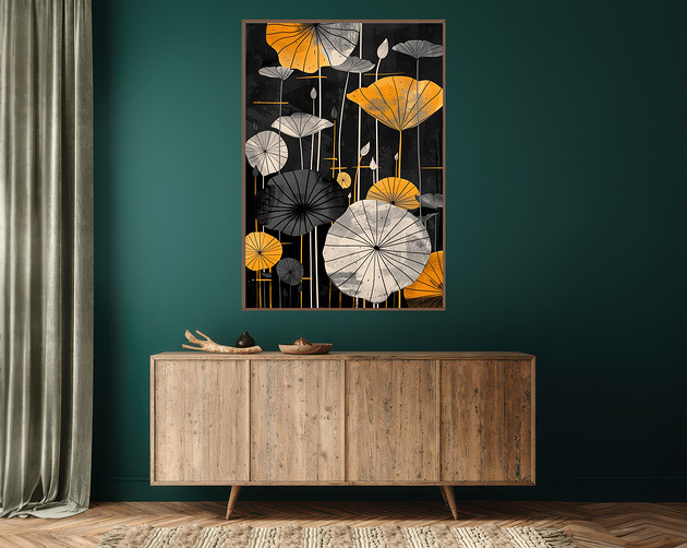 plakaty Liście lotusu - Plakat, druk - Chiński Orient, Harmonia Zen, Wabi Sabi #109