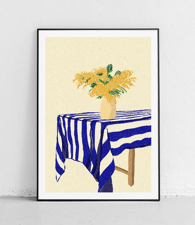 plakaty Plakat Mimosa na Pasiastym Obrusie