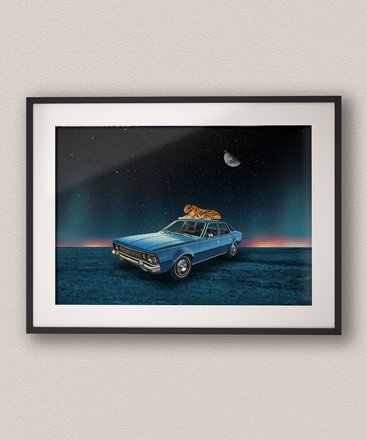 plakaty Minimalistyczny plakat poziomy Fast Car - Kolaż Fine Art