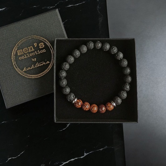 biżuteria męska Męska bransoletka : jaspis & lawa
