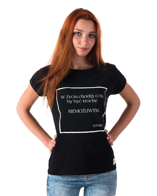 t-shirt damskie Koszulka z cytatem, Oscar Wilde, Być Niemożliwym