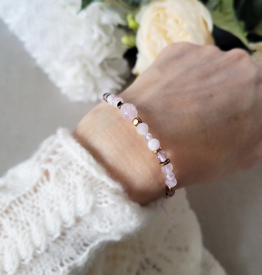 bransoletki z kamieni naturalnych KOZIOROŻEC- z kwarcem różowym Zodiakalna bransoletka