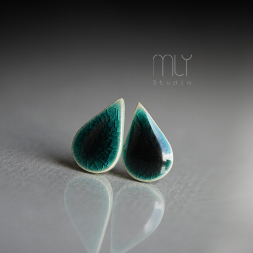 kolczyki ceramiczne Kolczyki ceramiczne Krople Spękane