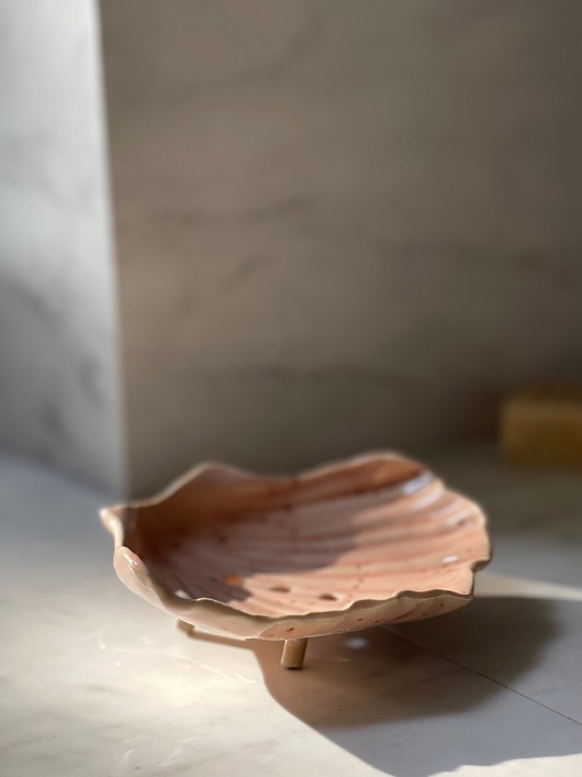mydelniczki Ceramiczna Mydelniczka Muszelka Muszla Różowa w Piegi