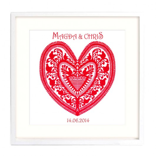 Serce na zamówienie (Art Papercut) na ludowo