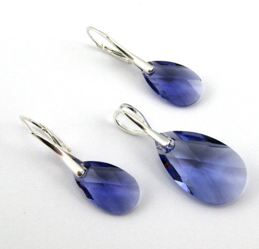 kryształ Swarovski Migdał Tanzanite w srebrze PRYZMAT