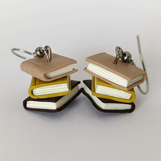 kolczyki z masy plastycznej Kolczyki książki