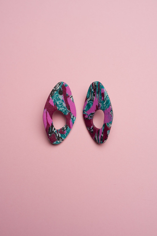 kolczyki z masy plastycznej Sztyfty w organicznym kształcie