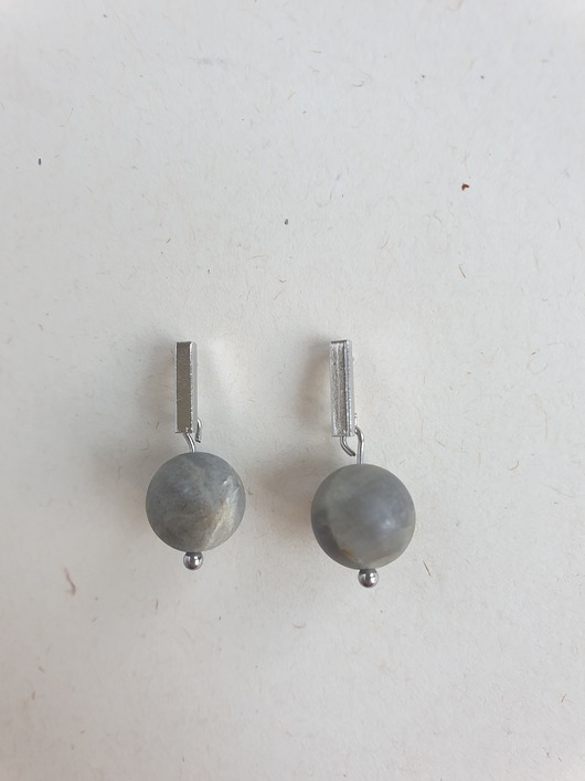 kolczyki z kamieniami Kolczyki PATYCZKI stal i labradoryt