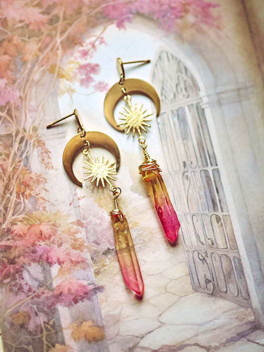 kolczyki z kamieniami Sopelki, kolczyki z kryształem górskim