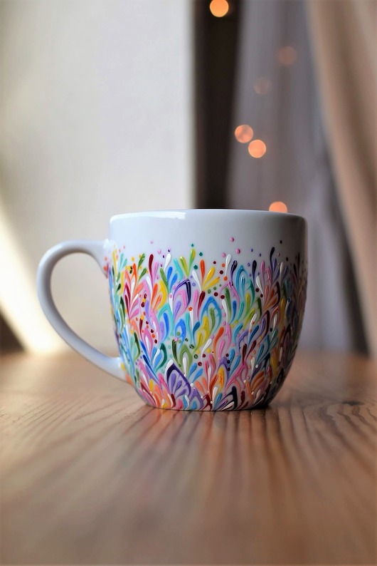 kubki Kubek Multikolor Porcelana Ręcznie Malowany 400ml