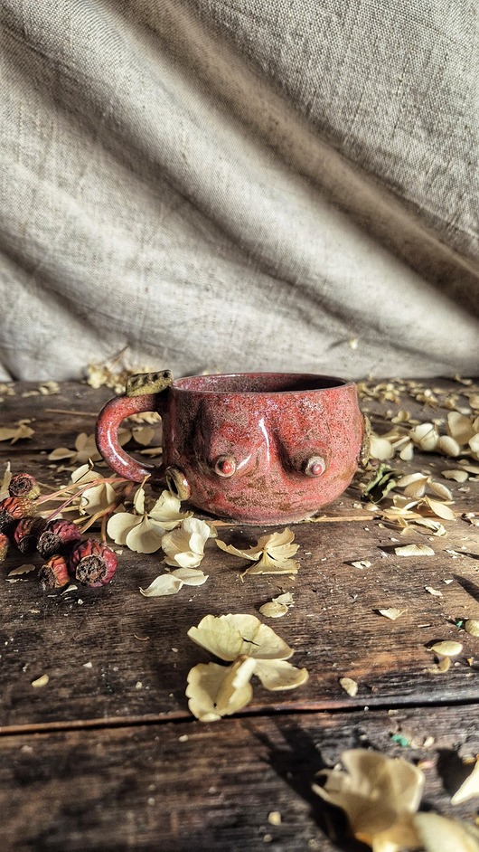 kubki Kubek cycuszki na kawę, kubek Różowy kobieta, cappuccinka cycuszek