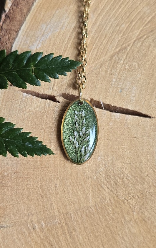 wisiory Wieczne kwiaty złota zawieszka prawdziwe kwiaty jajowata zielona