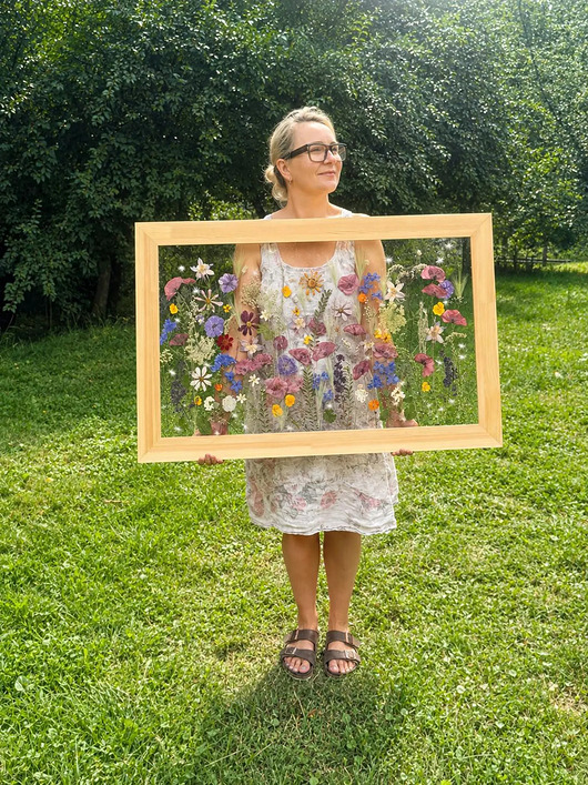 Ozdoby na ścianę Duży obraz botaniczny z prawdziwych kwiatów w szkle