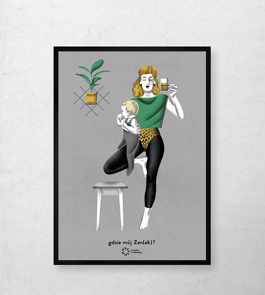 plakaty Gdzie mój Zen(ek)?, vrksasana, szary PLAKAT JOGA