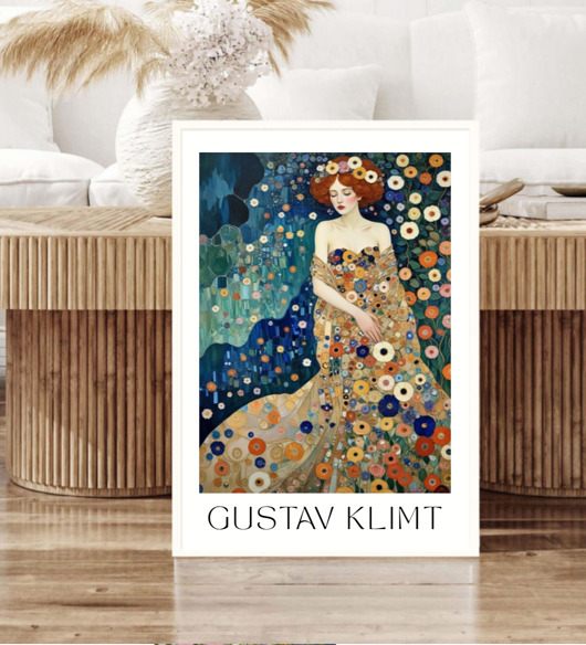 plakaty PLAKAT Gustav Klimt, łąka obraz kobieta kwiaty