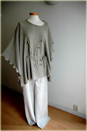 Poncho malowane lnem