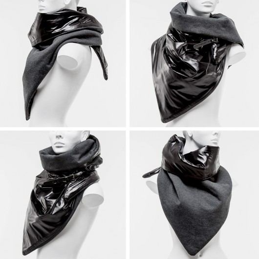 Dwustronny Puchowy Szal Chusta Etola PU Black CADOaccessories