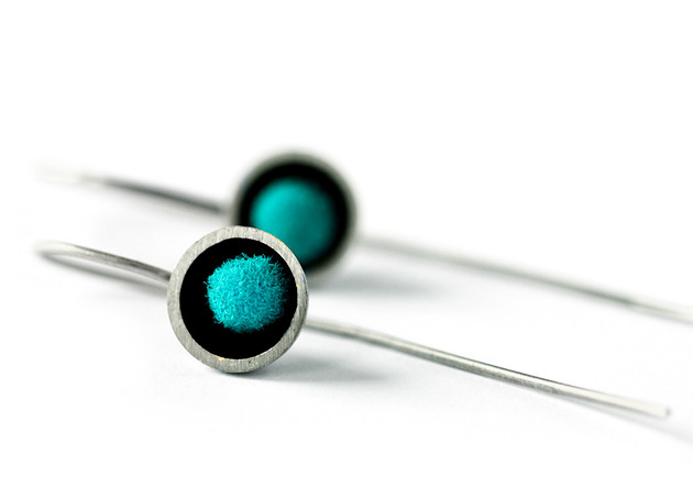 kolczyki wire wrapping Minimalistyczne kolczyki z turkusowym oczkiem