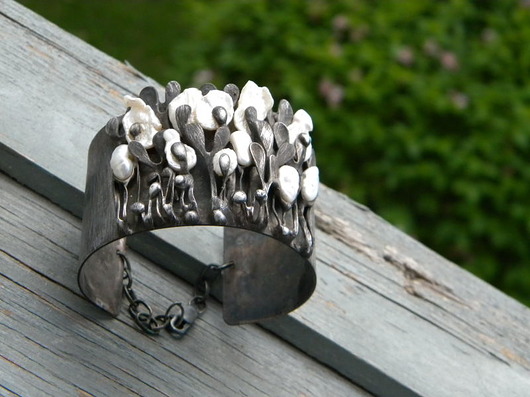 białe perły  - BRANSOLETA MANKIET  CUFF Beata Trotter