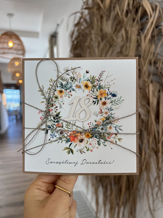 kartki scrapbooking Wyjątkowa ręcznie robiona kartka na 18-ste urodziny, osiemnastka, pomysł na p