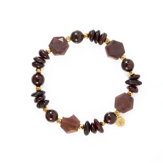 bransoletki z kamieni naturalnych Bransoletka w bordowo brązowej tonacji II - Wersja Pozłacana